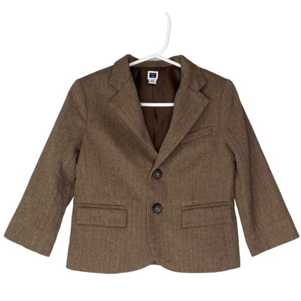 Janie and Jack boys size 2T Race Day Jacket Blazer Tweed  Brown SR1-85